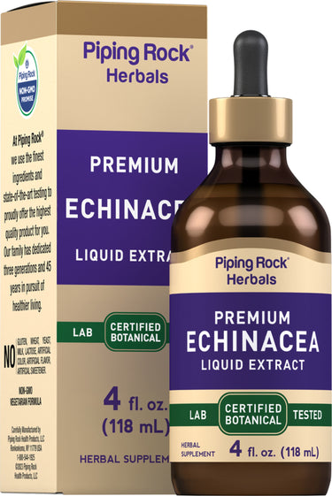 Premium Echinacea Liquid Extract herbal supplement, 4 fl. oz. (118 mL). Lab certified botanical, tested.
