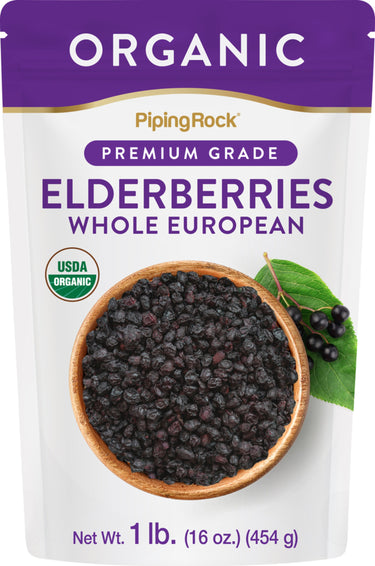 Elderberries Whole European (Organic), 1 lb (454 g) Bag
