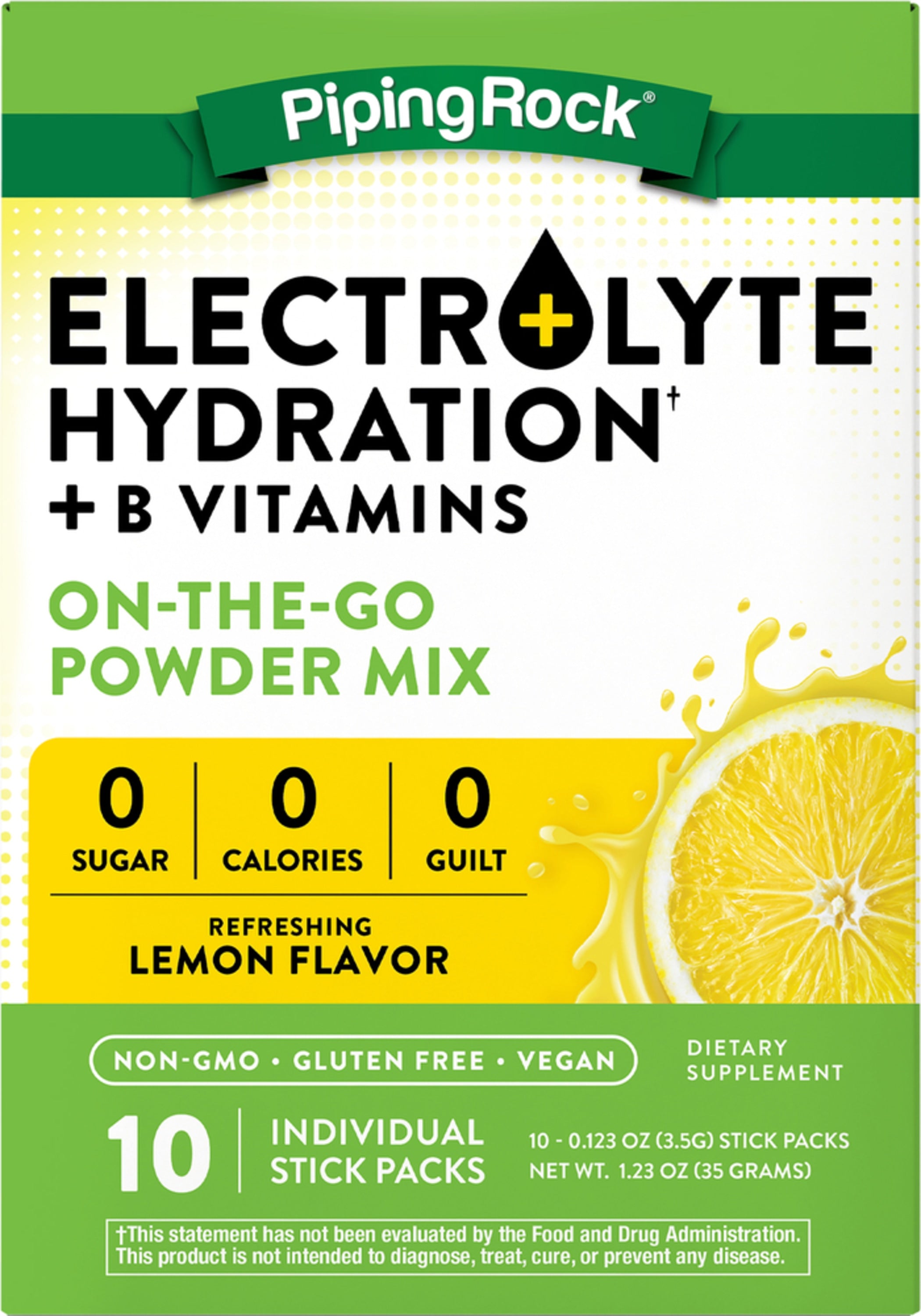 Electrolyte Hydration + B Vitamins (Naturally Refreshing Lemon), 10 Packs