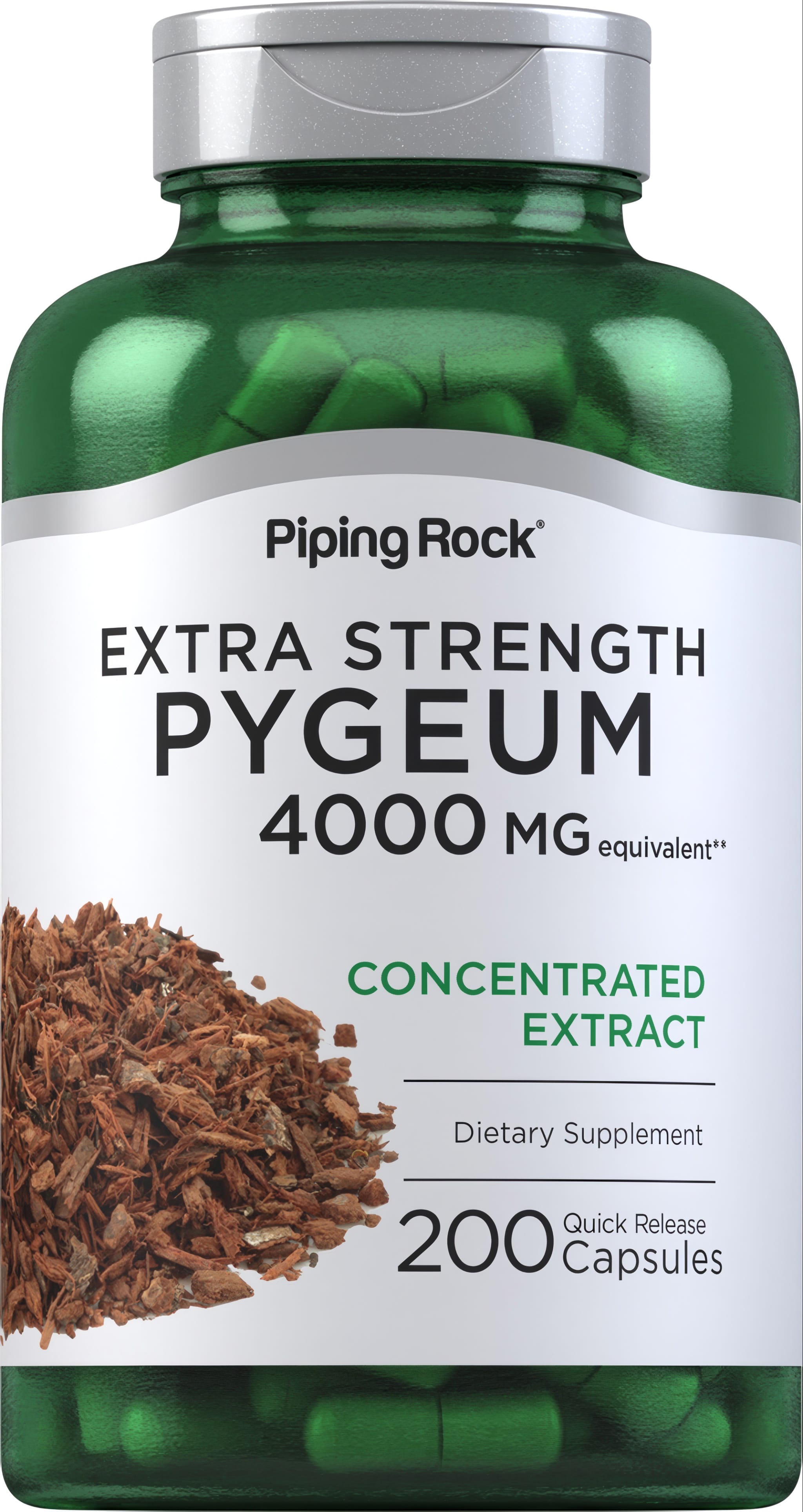EXTRA STRENGTH PYGEUM 4000 MG equivalent, 200 Quick Release Capsules, concentrated extract dietary supplement.