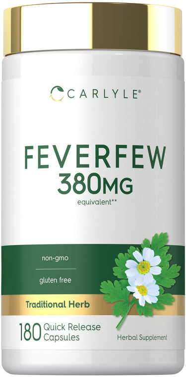 Carlyle Feverfew 380 MG, 180 Quick Release Capsules for herbal wellness.