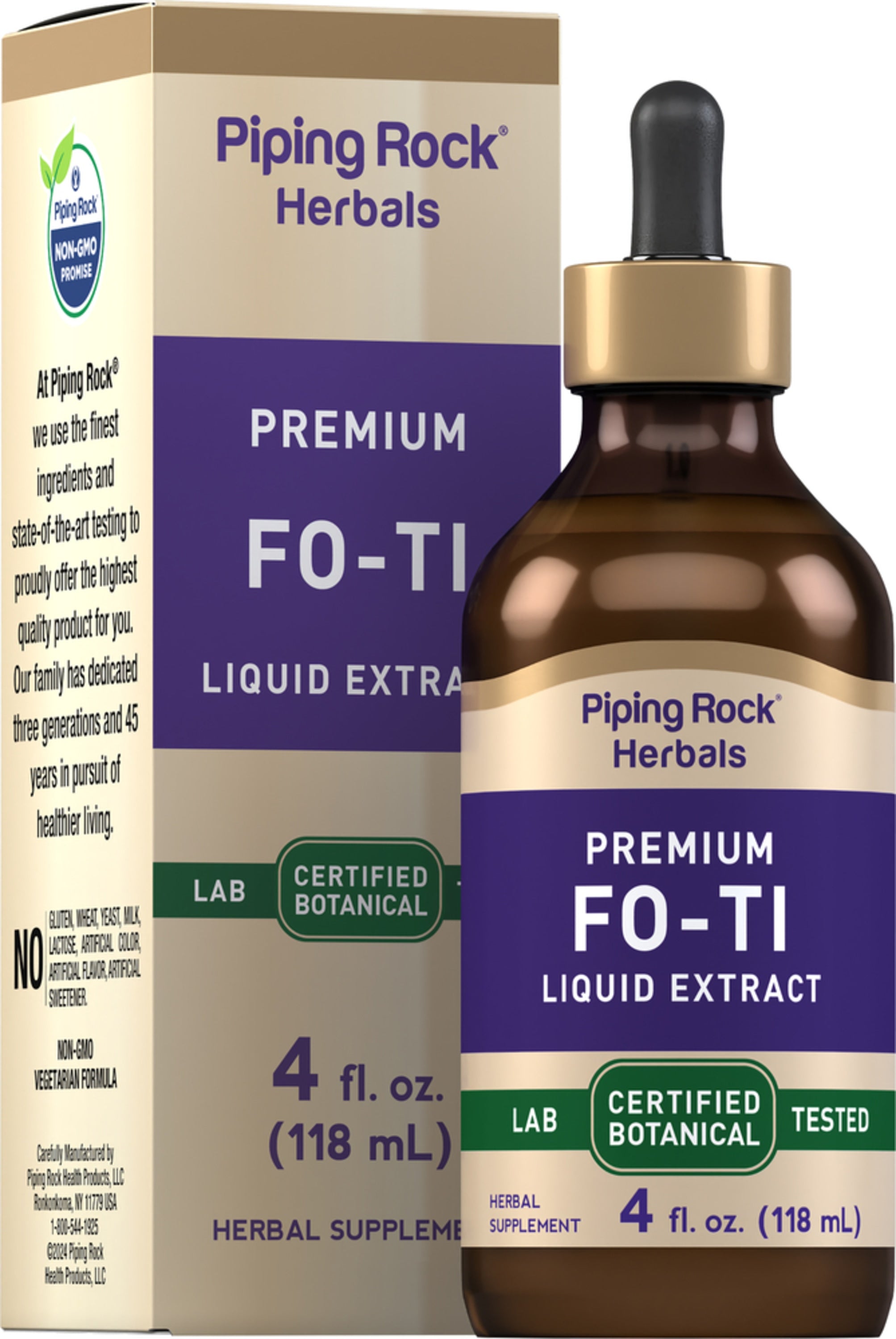 Fo-Ti Cured Root Liquid Extract Alcohol Free, 4 fl oz (118 mL) Dropper Bottle