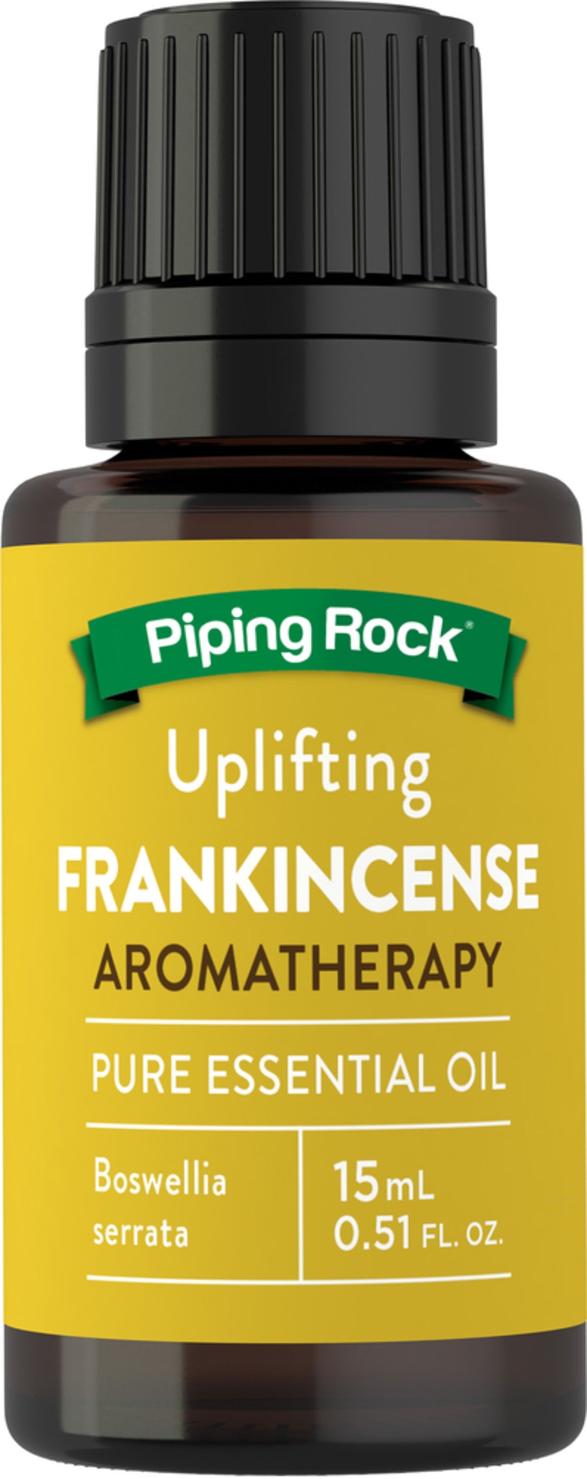 Frankincense Aromatherapy Pure Essential Oil bottle, 15 mL (0.51 FL. OZ.) for uplifting scent.