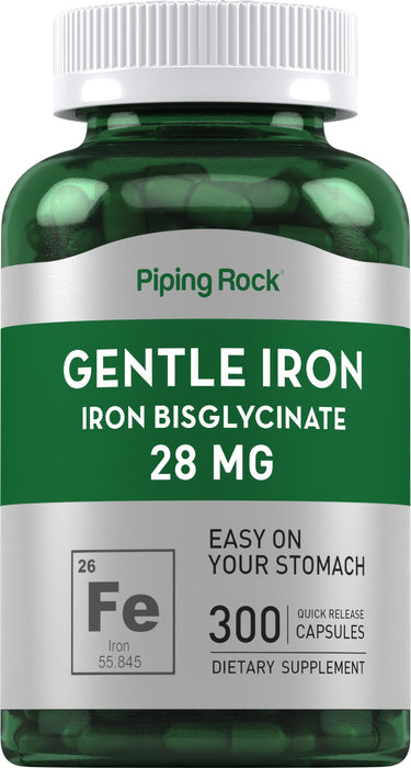 Gentle Iron (Iron Bisglycinate), 28 mg, 300 Quick Release Capsules