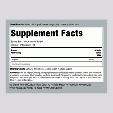 Lycopene, 40 mg, 100 Quick Release Softgels