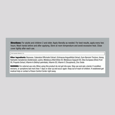 Supplement Facts panel for Quantum Super Lysine Plus Cream Ointment, size 0.25 OZ.