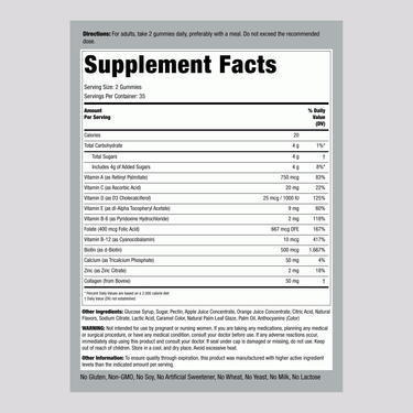 Supplement Facts panel showing details for Women's Multi 70 Gummies.