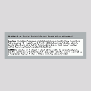 Supplement Facts panel detailing ingredients and nutritional information for a 4 OZ Vitamin K Cream.