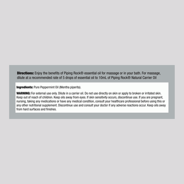 Supplement Facts panel for 2 oz Peppermint Oil product.