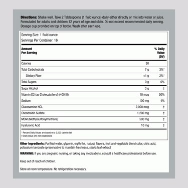 The Supplement Facts panel for Joint Movement Glucosamine, 16 Fl Oz bottle.