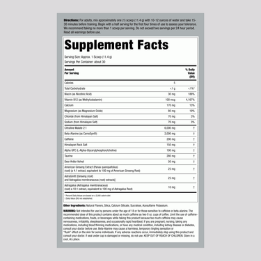 The Supplement Facts panel for FL Pre-Workout Intensifier Juiced Fruit Pump is displayed.
