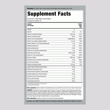 Details of Hair, Skin & Nails supplement facts for 165 softgels.