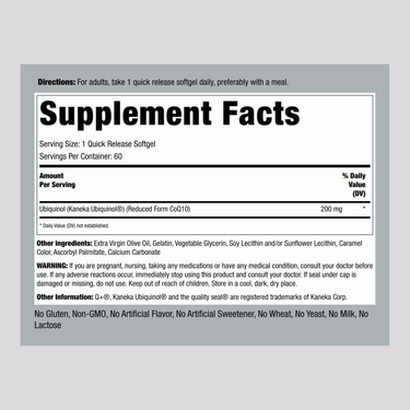 Ubiquinol, 200 mg, 60 Quick Release Softgels