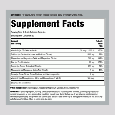 Bone Support with Vitamin K2, 240 Quick Release Capsules