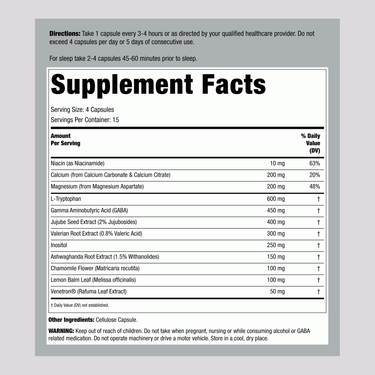 Supplement Facts panel for MRM Relax-All with 60 capsules.