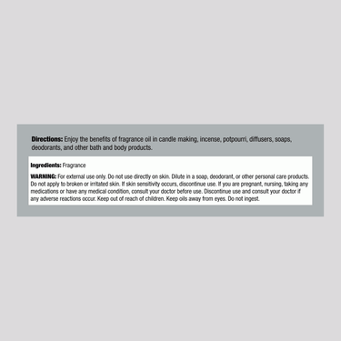Supplement Facts for Horbaach Plumeria Fragrance Oil 1 fl oz (30mL) shown in detailed panel.