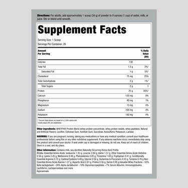 Supplement Facts panel showing nutrition details for WheyFit Prot Creamy Vanilla 2 lb.
