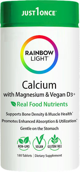 Calcium Magnesium and Vegan D3 + Real Food Nutrients, 180 Vegetarian Caplets