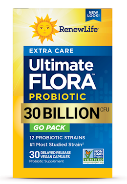 Ultimate Flora Extra Care Probiotic 30 Billion GO PACK, 30 Delayed Release Vegan Caps