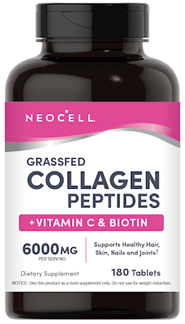 Grassfed Collagen Peptides + C & Biotin, 6000 mg, 180 Caplets