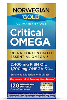 Norwegian Gold Critical Omega, 120 Fish Gelatin Softgels