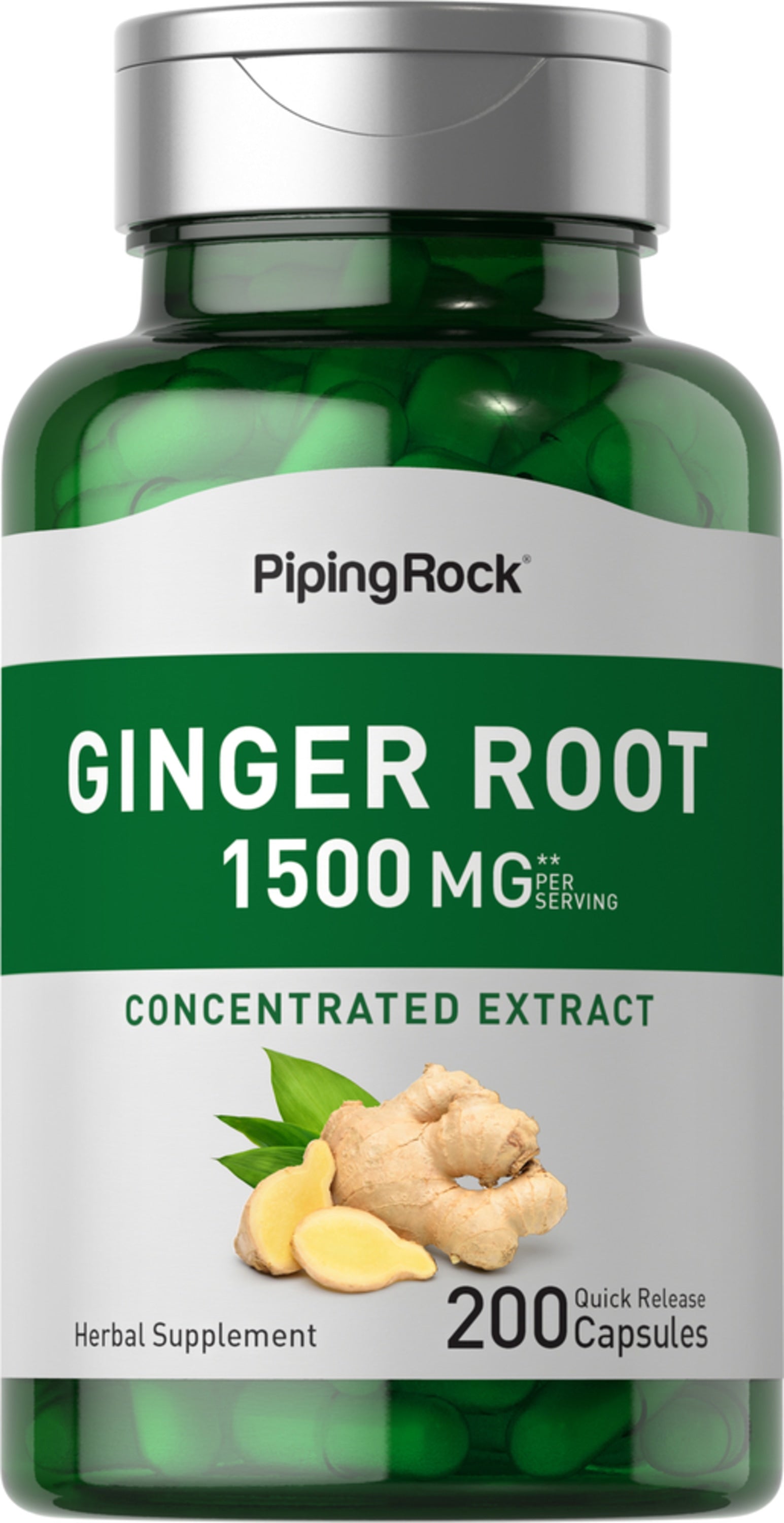 Ginger Root, 1500 mg (per serving), 200 Quick Release Capsules