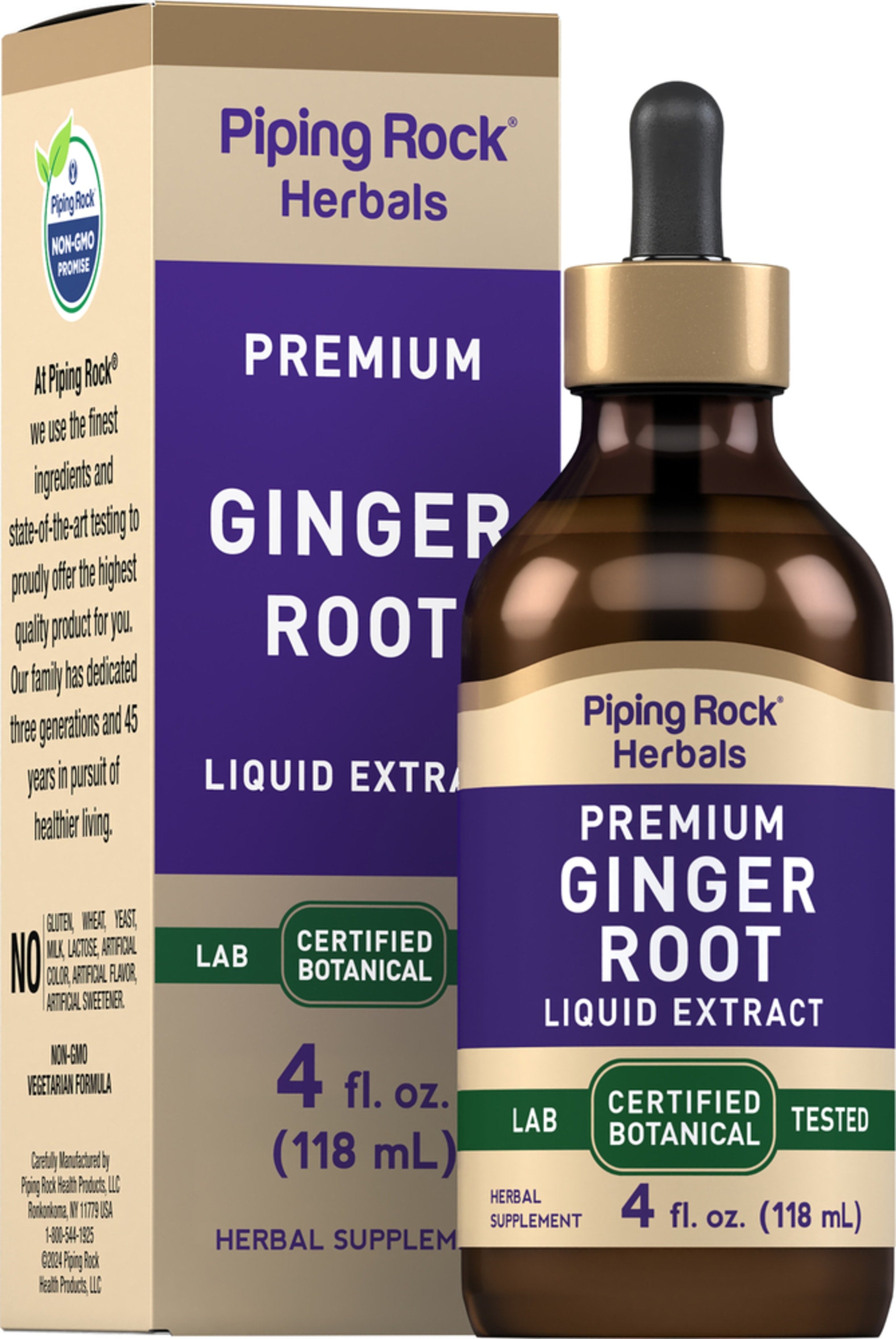 Premium Ginger Root Liquid Extract, 118 mL (4 fl. oz.).