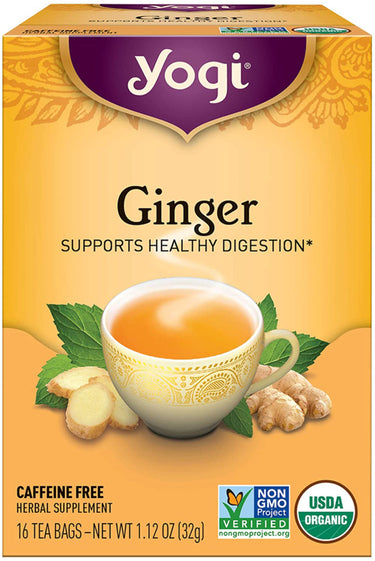 Yogi Ginger Tea, 16 tea bags. Supports healthy digestion. Caffeine Free herbal supplement. Non-GMO Project Verified, USDA Organic.