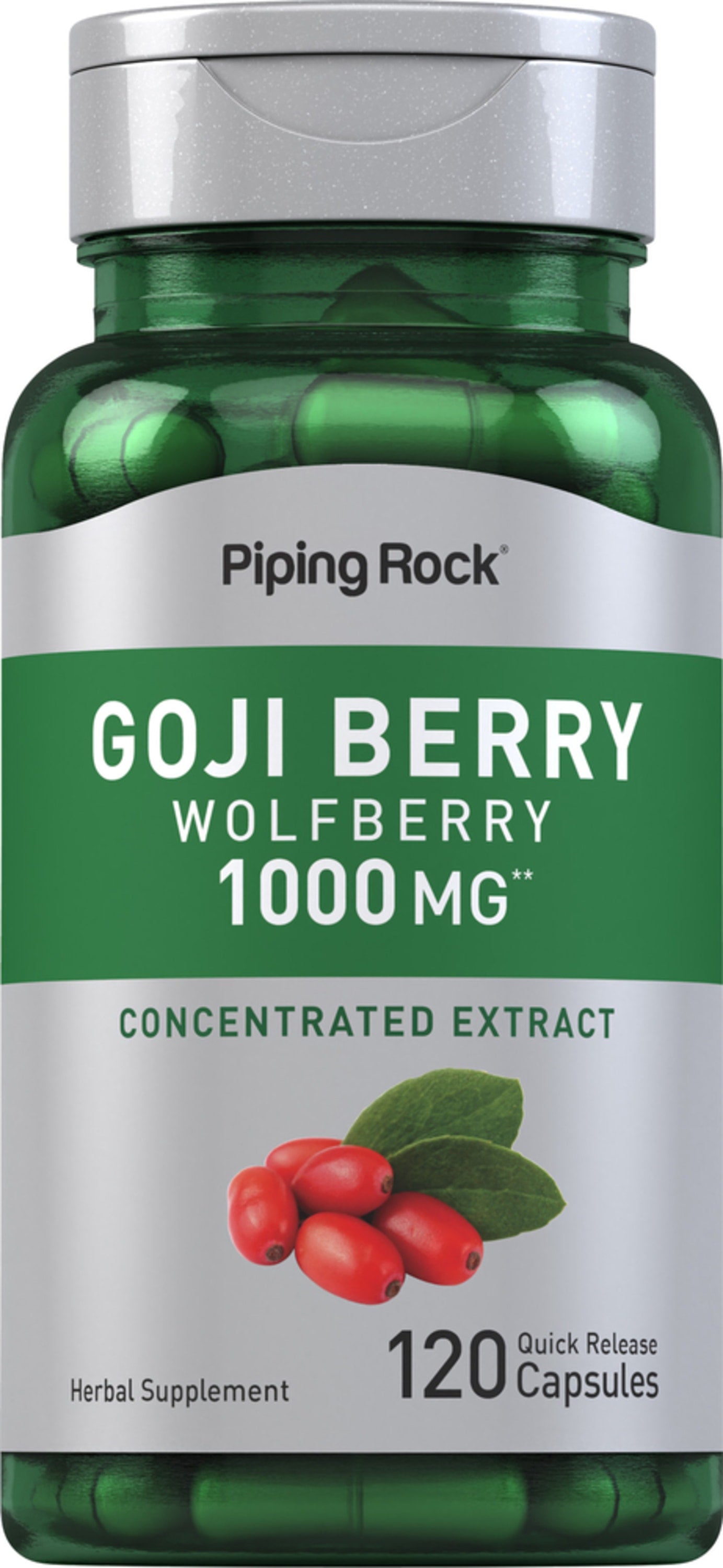 Goji Berry (Wolfberry) 1000 mg Concentrated Extract, 120 Quick Release Capsules Herbal Supplement.