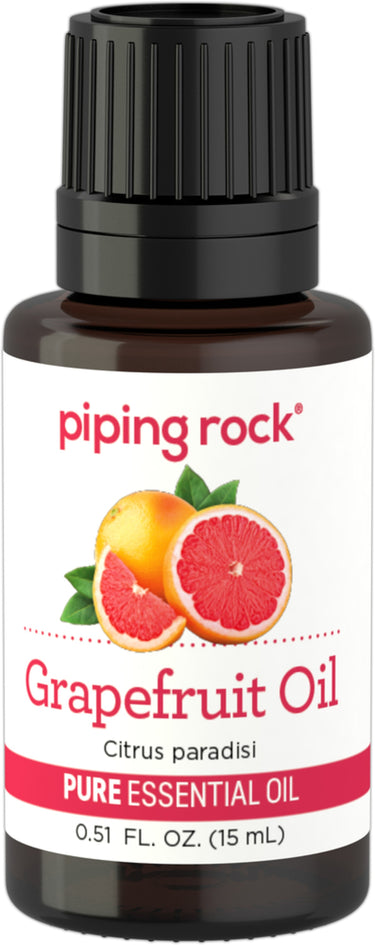 Grapefruit Oil, Citrus paradisi, pure essential oil bottle of 0.51 fl oz (15 mL).