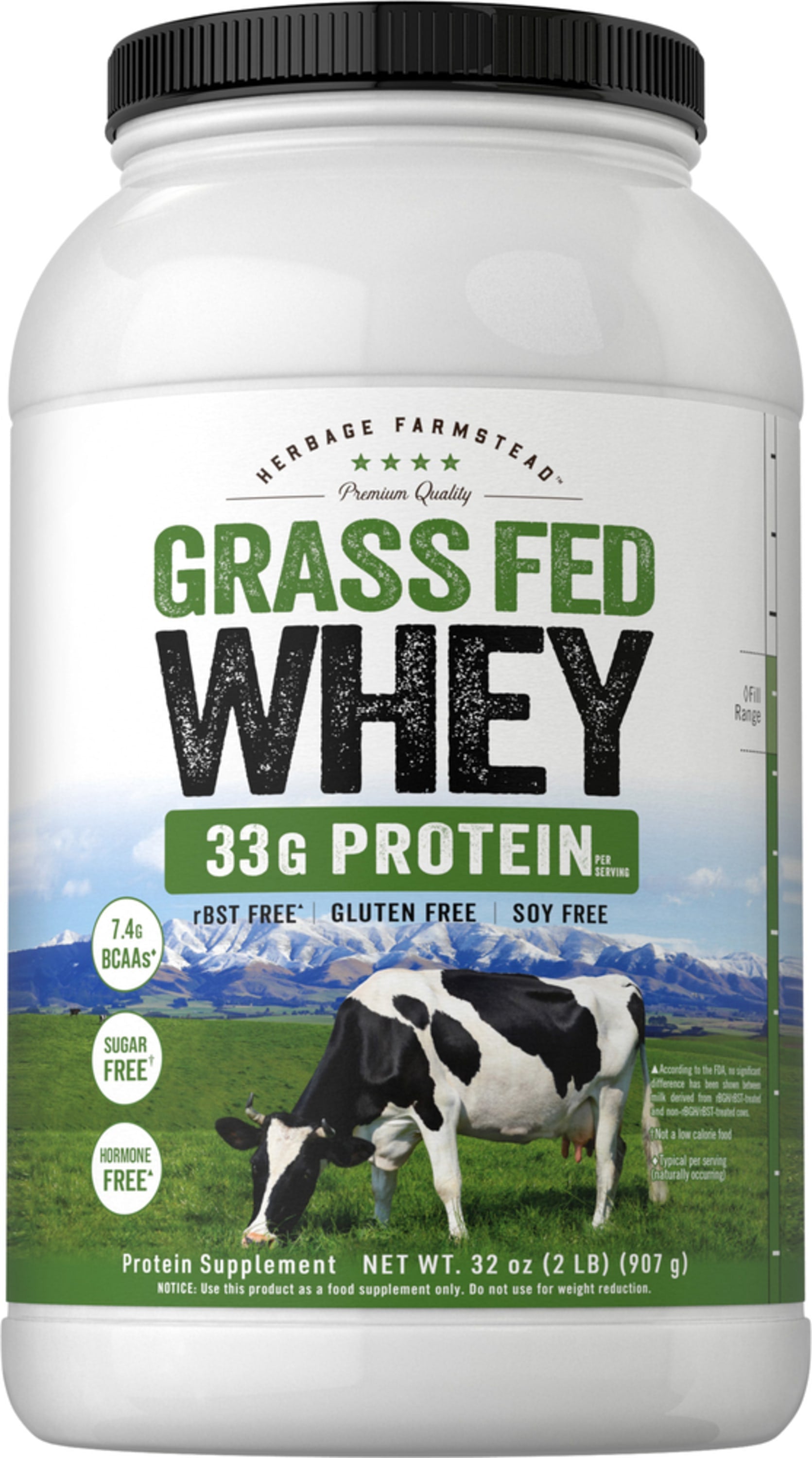GrassFed Whey Protein (Unflavored & Unsweetened), 2 lb (907 g) Bottle