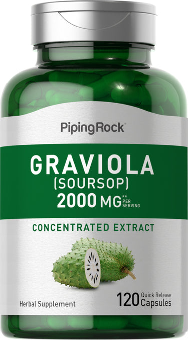 Graviola (Soursop) 2000 mg Concentrated Extract 120 Quick Release Capsules. Herbal Supplement.