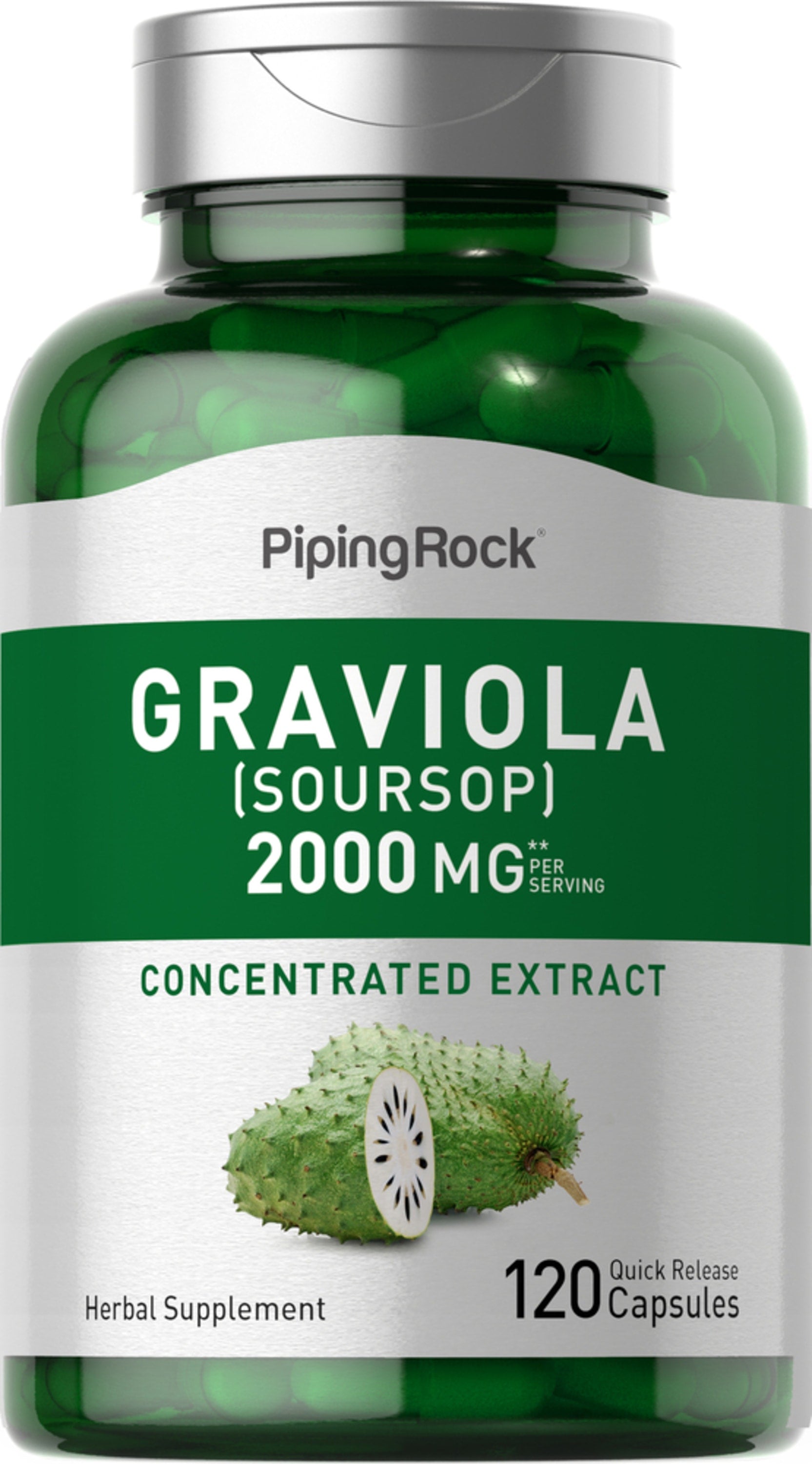Graviola (Soursop) 2000 mg Concentrated Extract 120 Quick Release Capsules. Herbal Supplement.
