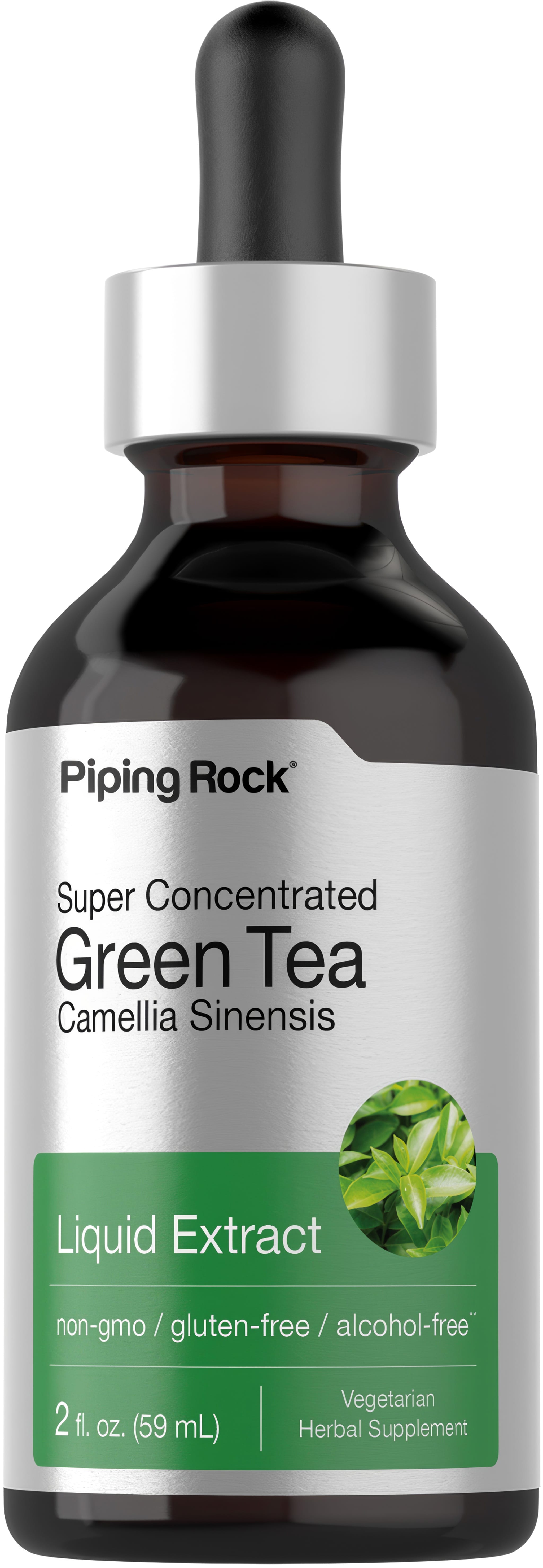 Green Tea Liquid Extract, 2 fl. oz. (59 mL). Non-GMO, gluten-free, alcohol-free, vegetarian herbal supplement.