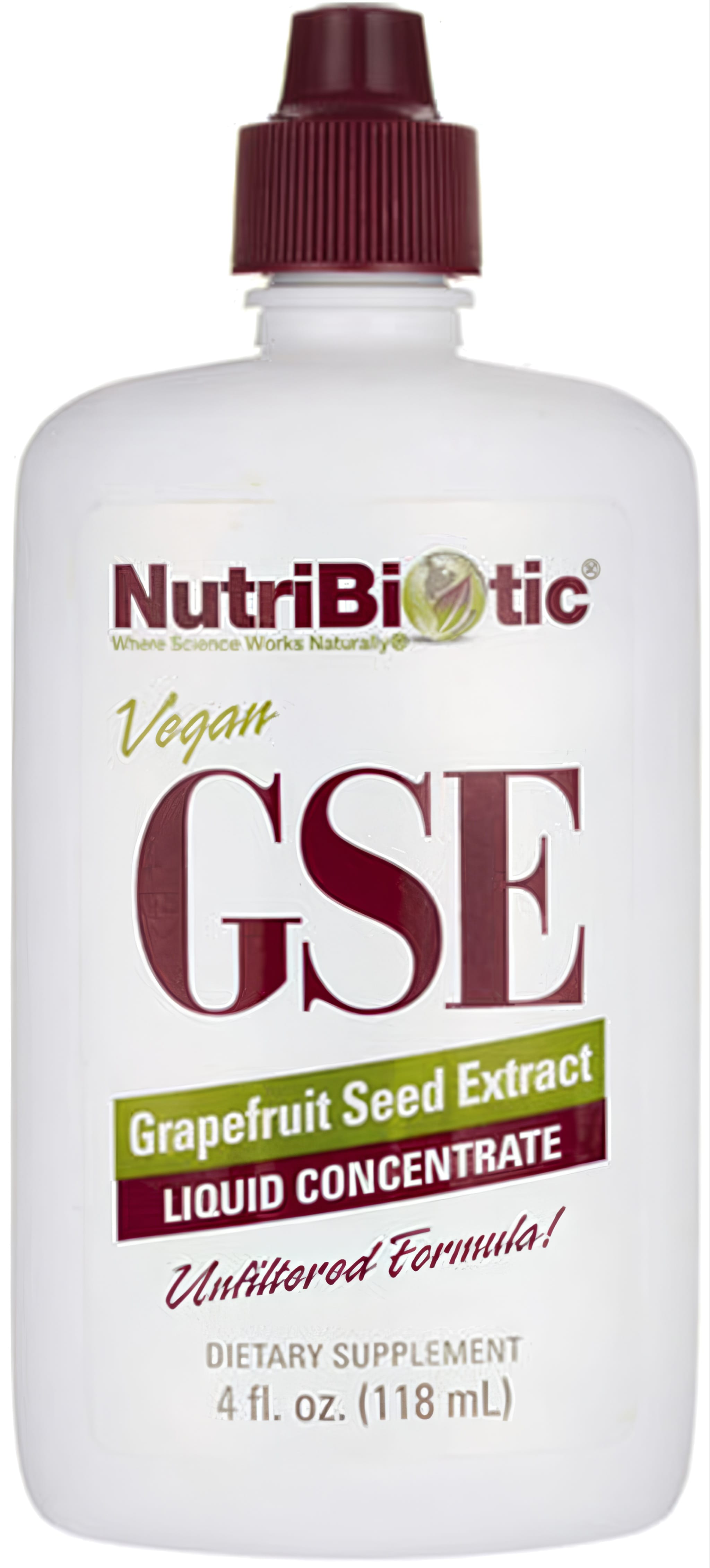 NutriBiotic GSE Grapefruit Seed Extract Liquid Concentrate, Vegan, Unfiltered Formula, Dietary Supplement, 4 fl. oz. (118 mL)