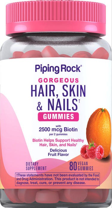 Hair, Skin & Nails (Delicious Fruit), 80 Vegan Gummies