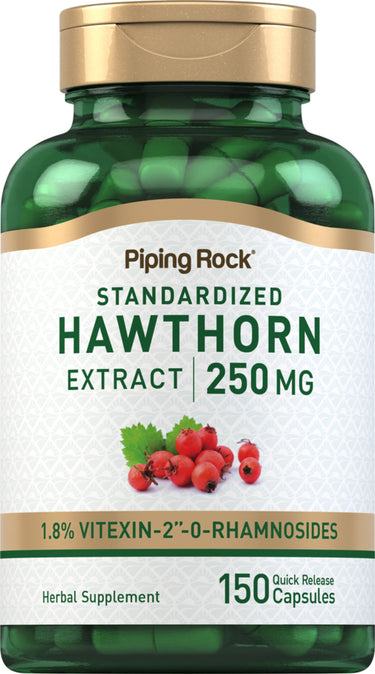 Hawthorn Extract 250 mg with 1.8% Vitexin-2'-O-Rhamnosides, 150 Quick Release Capsules, Herbal Supplement.