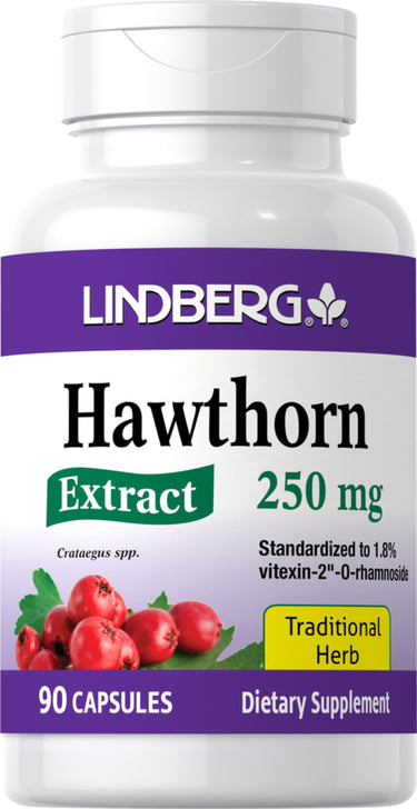 Hawthorn Extract 250 mg, standardized to 1.8% vitexin-2'-O-rhamnoside, 90 capsules, dietary supplement.