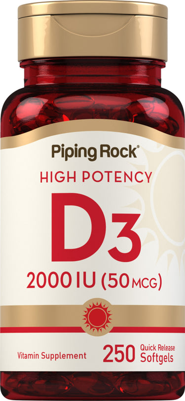 High Potency Vitamin D3, 2000 IU, 250 Quick Release Softgels
