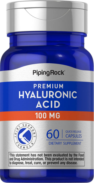 Hyaluronic Acid 100 mg, 60 Quick Release Capsules. Joint support formula and dietary supplement.