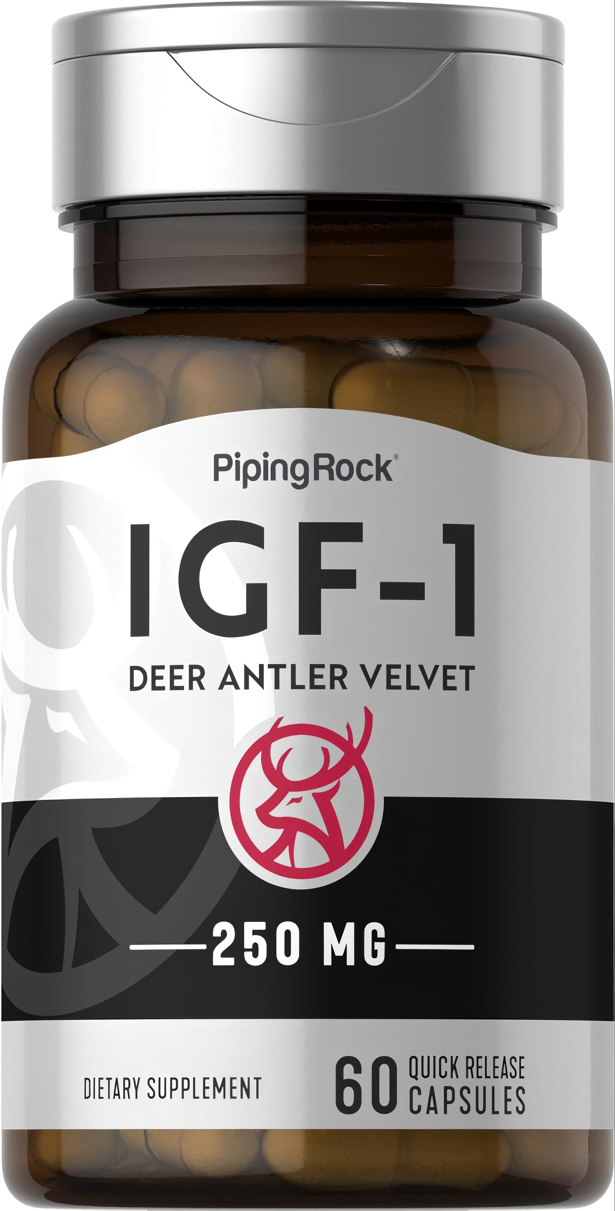IGF-1 Deer Antler Velvet 250 mg, containing 60 quick-release capsules, offers natural support and wellness benefits.