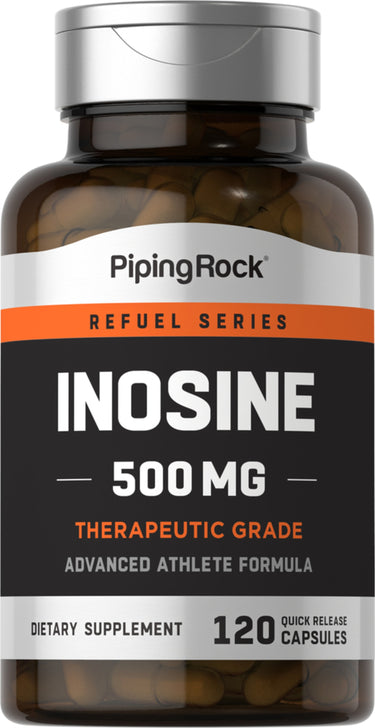 Inosine 500 mg Dietary Supplement with 120 Quick Release Capsules, Therapeutic Grade, Advanced Athlete Formula.