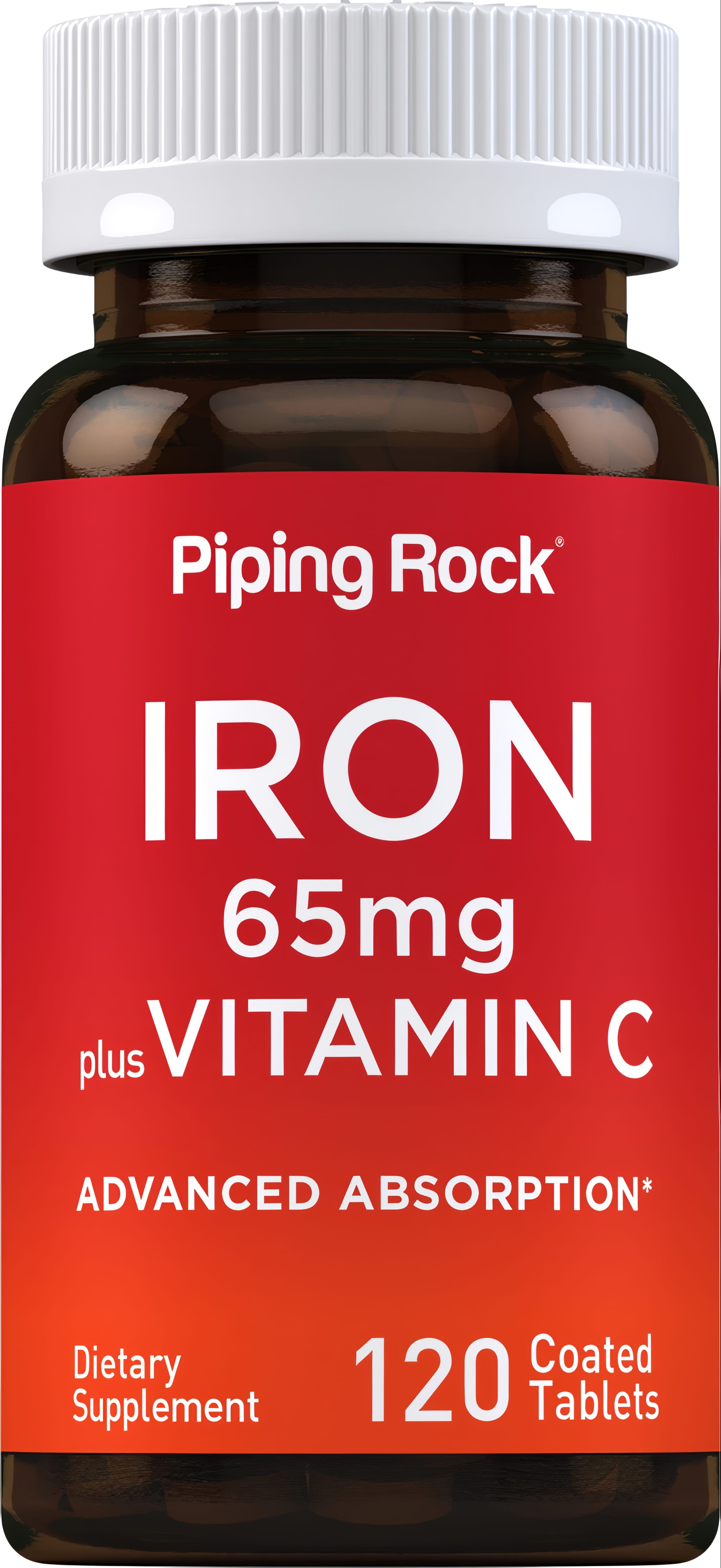 Iron 65mg with Vitamin C supplement, 120 coated tablets for advanced absorption.