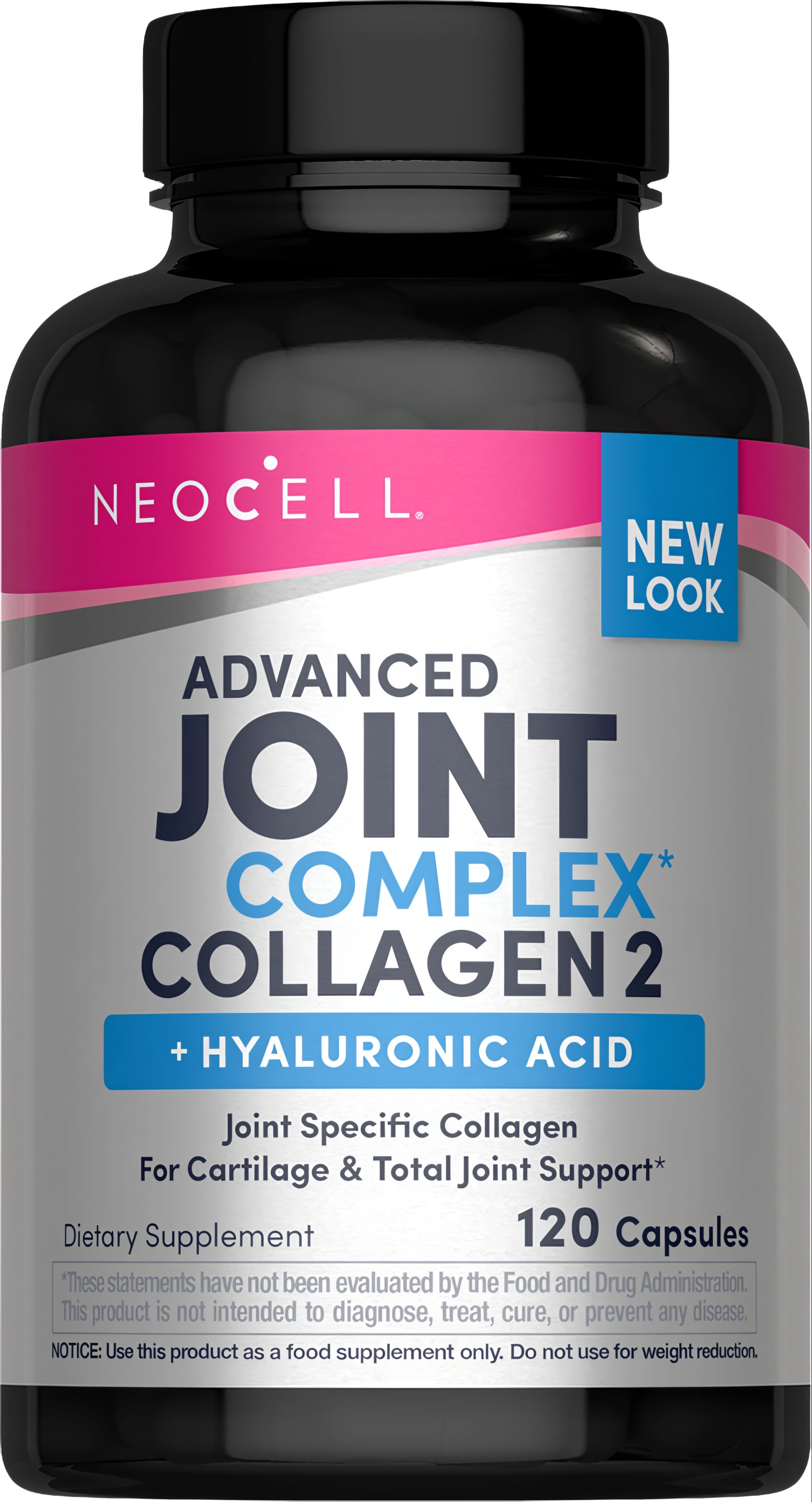 NeoCell Advanced Joint Complex Collagen 2 plus Hyaluronic Acid, 120 Capsules product bottle image.