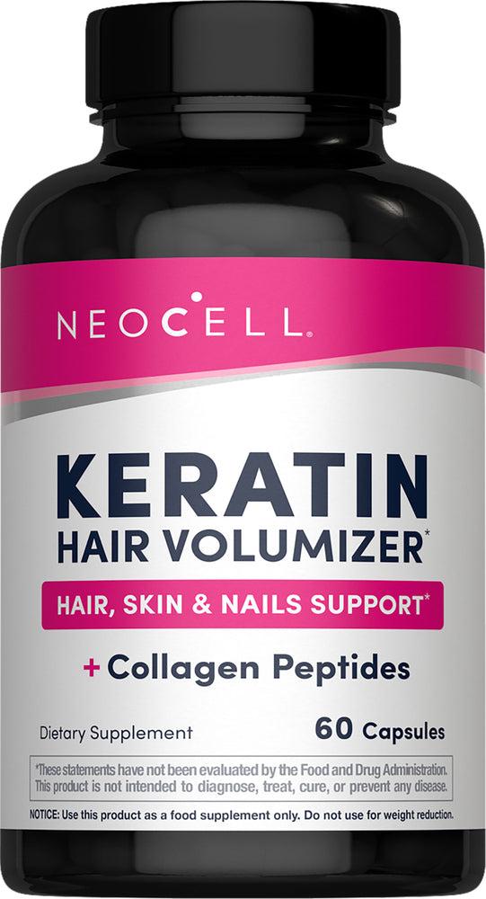 NCL Keratin Hair Volumizer 60 Capsules with Collagen Peptides supports hair, skin, and nails.