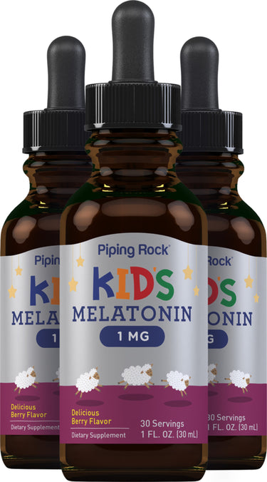Kids Melatonin (3 Pack) (Delicious Berry), 1 mg, 1 fl oz (30 mL) Dropper Bottle