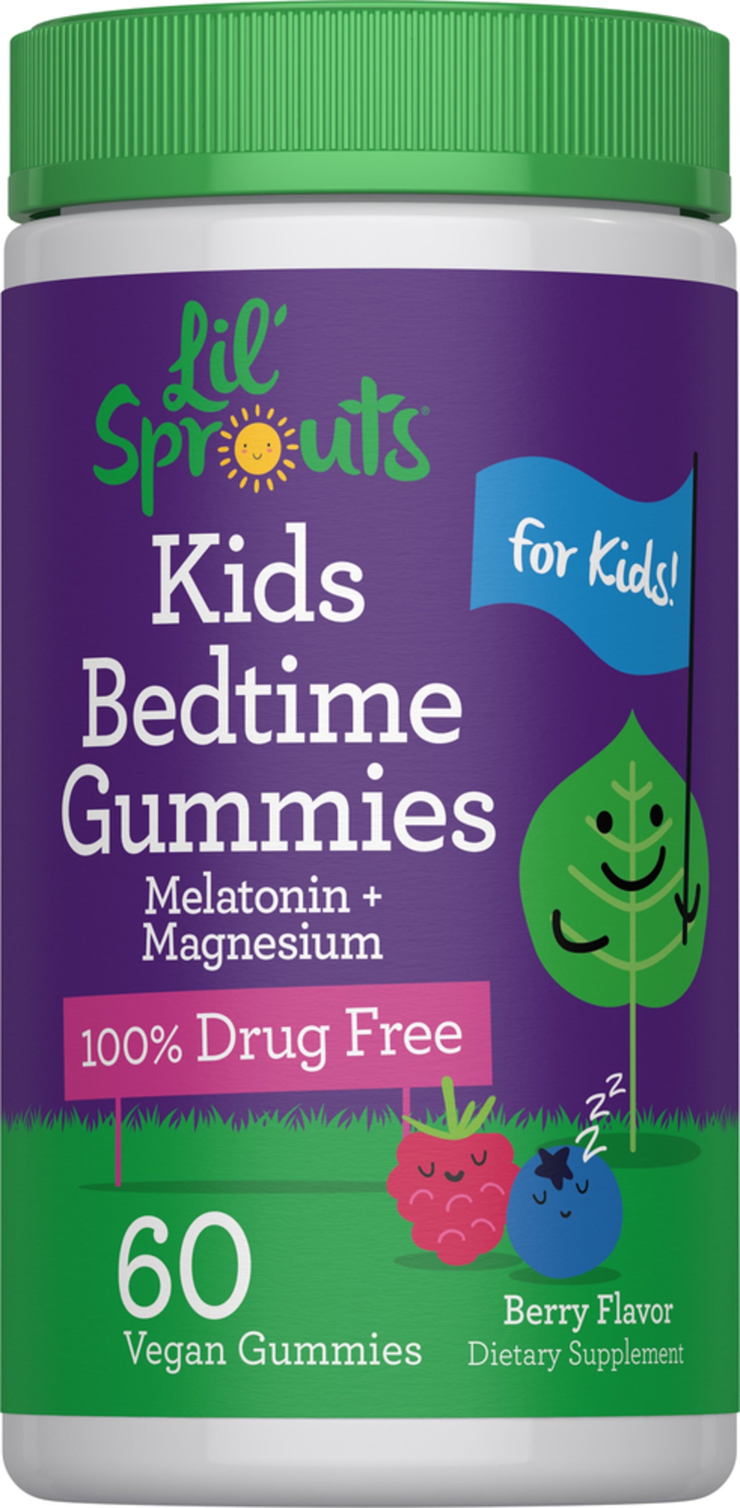 Kids Melatonin + Magnesium Gummies (Berry), 60 Vegan Gummies