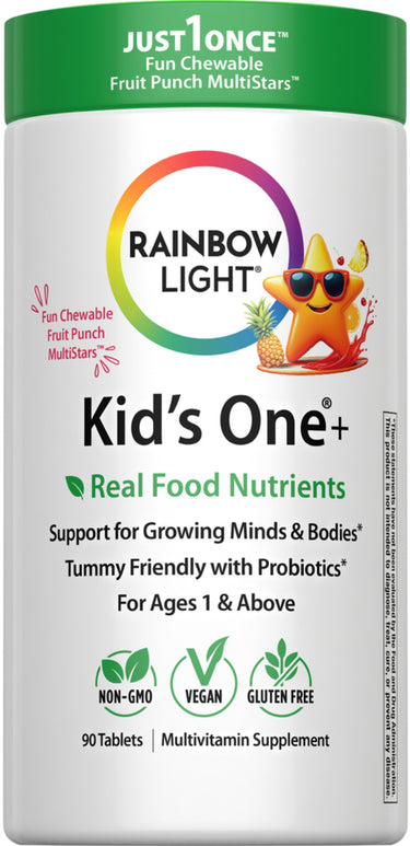 Kid’s One Multi + Real Food Nutrients Fruit Punch, 90 Chewable Vegan Tablets