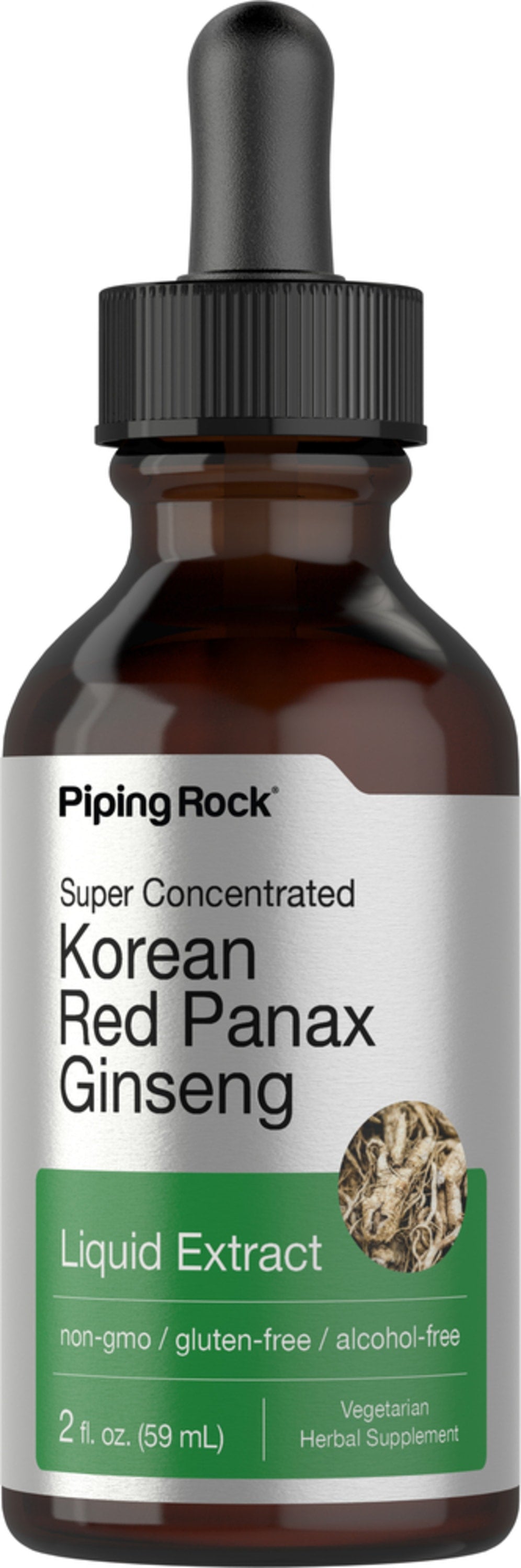 Korean Ginseng Liquid Extract, 2 fl. oz., super concentrated, non-gmo, gluten-free, alcohol-free, vegetarian.