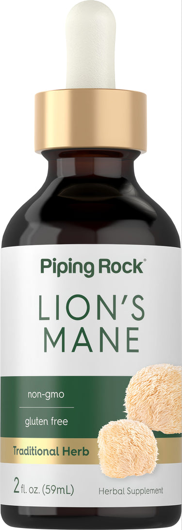 Lion's Mane Liquid is a non-GMO, gluten-free herbal supplement in a 2 fl. oz. (59mL) dropper bottle.